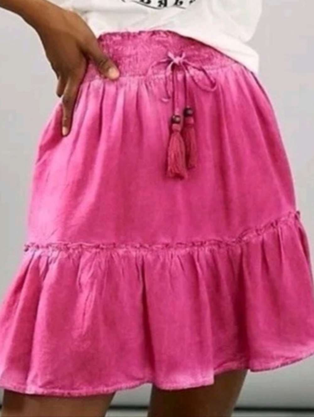 Pilcro Pink Lined Tiered Skirt Size Medium